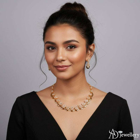 Regal Leaf Sparkle Necklace Set