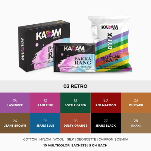 Kadam Multicolor Combo - 10 Different Color Sachets | 5 DyFix Sachets