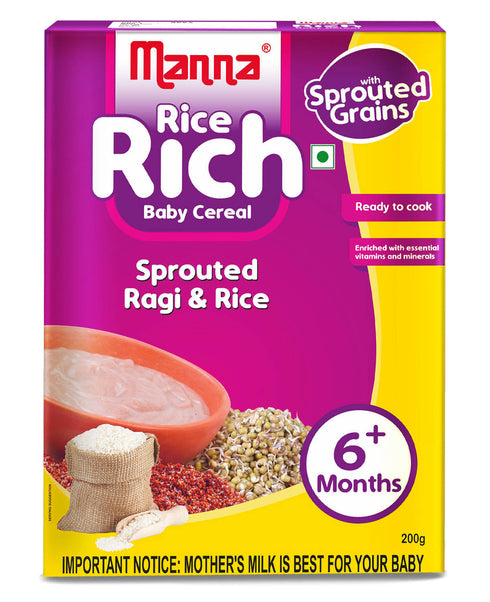 Manna Foods Baby Cereal Sprouted Ragi and Rice 6 months + 200g