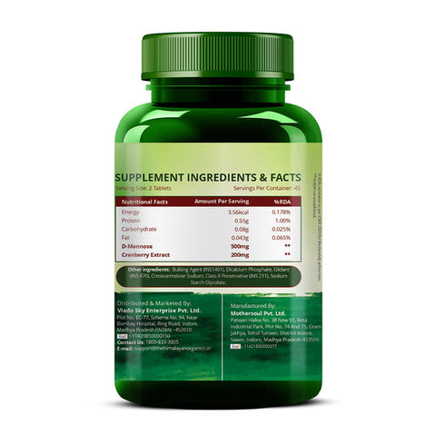 Himalayan Organics D-Mannose + Cranberry Vegetarian Capsules