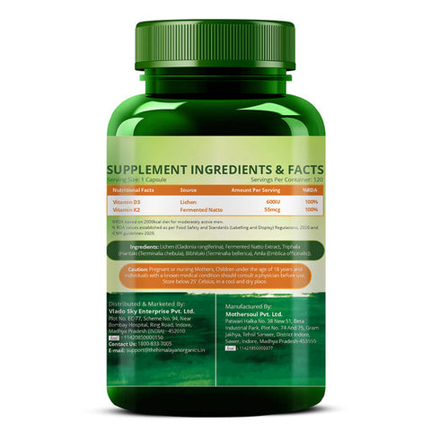 Himalayan Organics Plant Based D3 + K2 Tablets