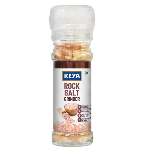 Keya Rock Salt Grinder 100g Natural Healthy Alternative to Regular Salt for Cooking Seasoning & Garnishing Perfect for Enhancing Flavors in Meals Snacks and More 100g Premium Quality Grinder