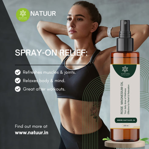 Natuur Rose Magnesium Oil Transdermal Application for Healthy Skin & Inducing Sleep 200ml