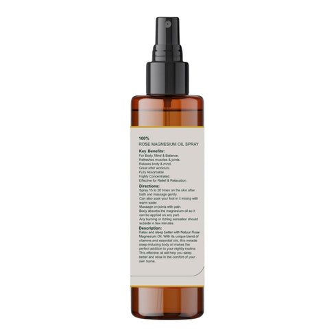Natuur Rose Magnesium Oil Transdermal Application for Healthy Skin & Inducing Sleep 200ml