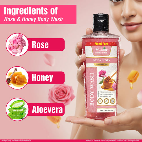 Multani Natural Rose & Honey Body Wash | Floral Fragrance