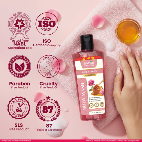 Multani Natural Rose & Honey Body Wash | Floral Fragrance