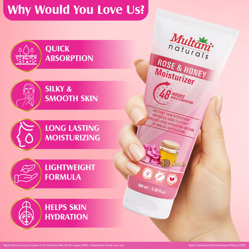 Multani Naturals Rose & Honey Moisturizer| Instant Skin Hydration