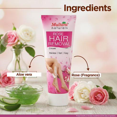 Multani Pharmaceuticals Limited Multani Naturals Rose Hair Removal Cream Painless & Easy Hair Removal Cream