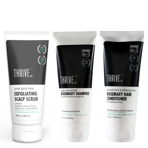 Thriveco in Rosemary Shampoo Conditioner AHA BHA Scalp Scrub 100ml each