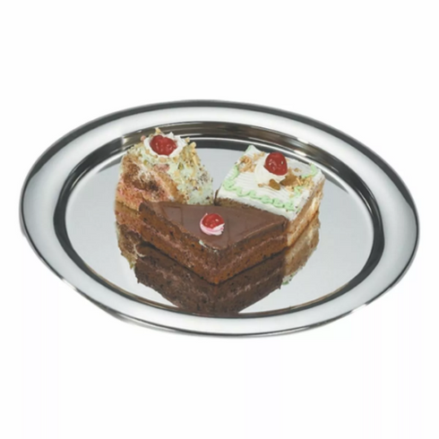 Vinod Stainless Steel Round Service Tray with Highest Grade Steel Mirror Finish Strong and Durable Dishwasher Safe Rust Free