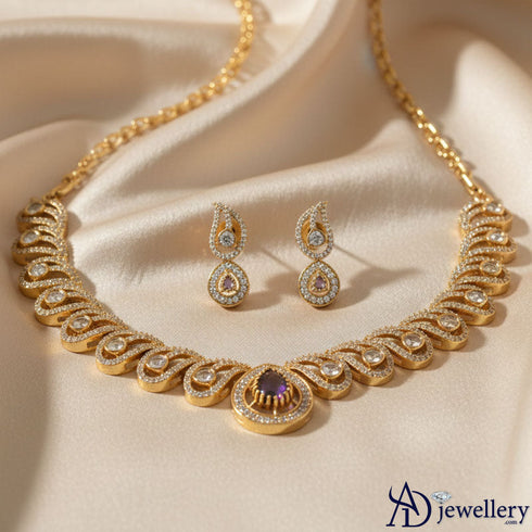 Ruby Petal Necklace Set