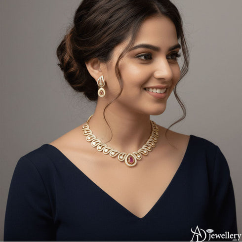 Ruby Petal Necklace Set