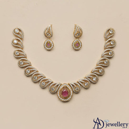 Ruby Petal Necklace Set