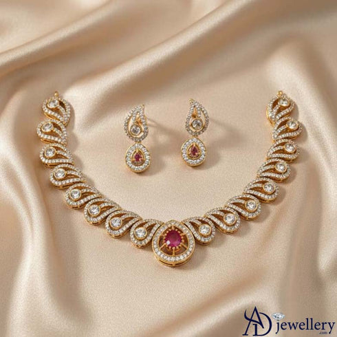 Ruby Petal Necklace Set