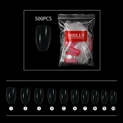 Shills Professional PKT 500pcs Short Ballet Nail Tips Clear