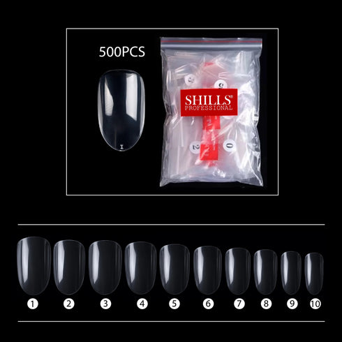 Shills Professional PKT 500pcs Short Oval Nail Tips Clear