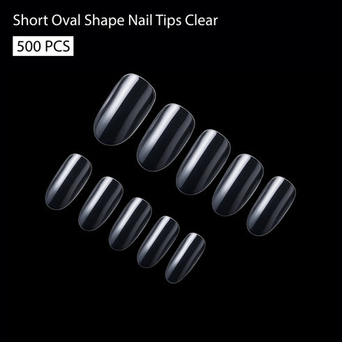 Shills Professional PKT 500pcs Short Oval Nail Tips Clear