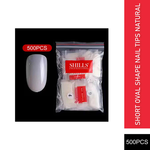 Shills Professional PKT 500pcs Short Oval Shape Nail Tips Natural
