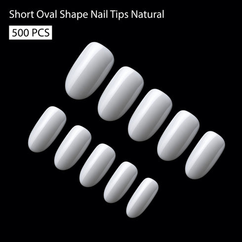 Shills Professional PKT 500pcs Short Oval Shape Nail Tips Natural