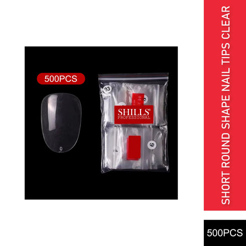 Shills Professional PKT 500pcs Short Round Shape Nail Tips Clear