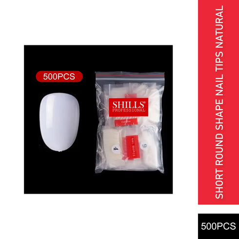 Shills Professional PKT 500pcs Short Round Shape Nail Tips Natural