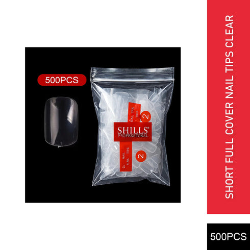 Shills Professional PKT 500pcs Short Full Cover Nail Tips Clear