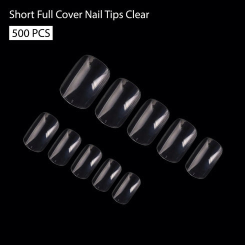 Shills Professional PKT 500pcs Short Full Cover Nail Tips Clear