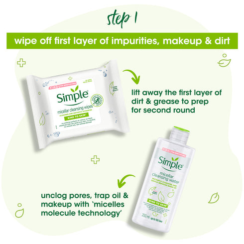 Simple Double Cleansing Set & Micellar Wipes