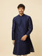 Manyavar Dark Blue Sequined Embroidered Bel Buti Patterned Kurta Set