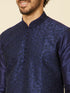 Manyavar Dark Blue Sequined Embroidered Bel Buti Patterned Kurta Set
