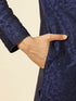Manyavar Dark Blue Sequined Embroidered Bel Buti Patterned Kurta Set