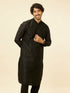 Manyavar Charcoal Black Bel Buti Patterned Kurta Set
