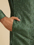 Manyavar Forest Green Sequinned Embroidered Bel Buti Patterned Kurta Set