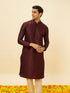 Manyavar Wine Red Lattice Patterned Patra Work Kurta Set