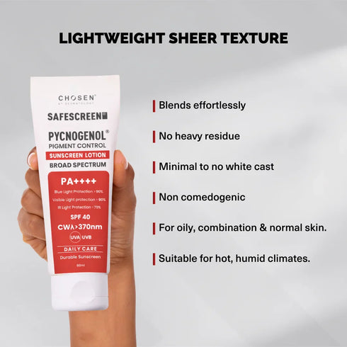 Chosen SAFESCREEN Pycnogenol Pigment Control Sunscreen Lotion SPF 40