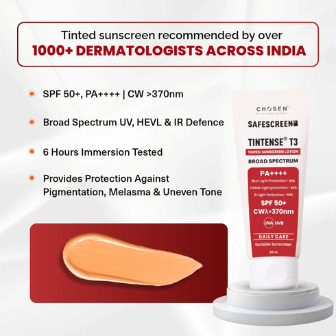 Chosen SAFESCREEN TINTENSE T3 Beige Tinted Sunscreen Lotion PA SPF 50