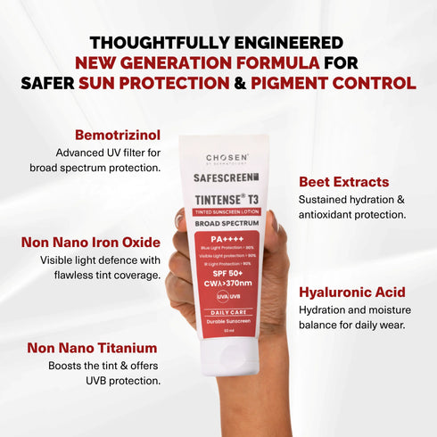 Chosen SAFESCREEN TINTENSE T3 Beige Tinted Sunscreen Lotion PA SPF 50