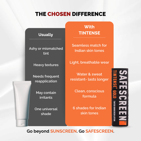 Chosen SAFESCREEN TINTENSE Gold Tinted Sunscreen Lotion SPF 50