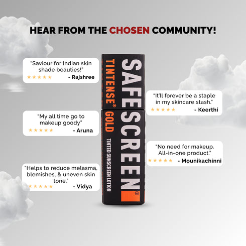 Chosen SAFESCREEN TINTENSE Gold Tinted Sunscreen Lotion SPF 50