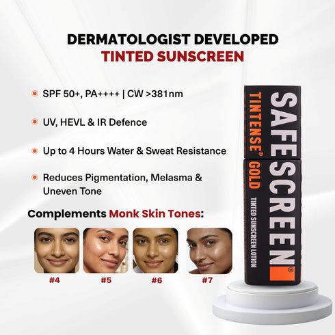 Chosen SAFESCREEN TINTENSE Gold Tinted Sunscreen Lotion SPF 50