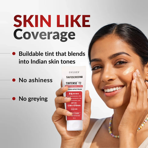 Chosen SAFESCREEN TINTENSE T2 Buff Tinted Sunscreen Lotion PA SPF 30