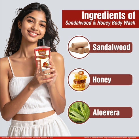 Multani Pharmaceuticals Limited Multani Naturals Sandalwood & Honey Body Wash Gentle Body Cleanser Helps To Moisturize Skin Rejuvenate Skin