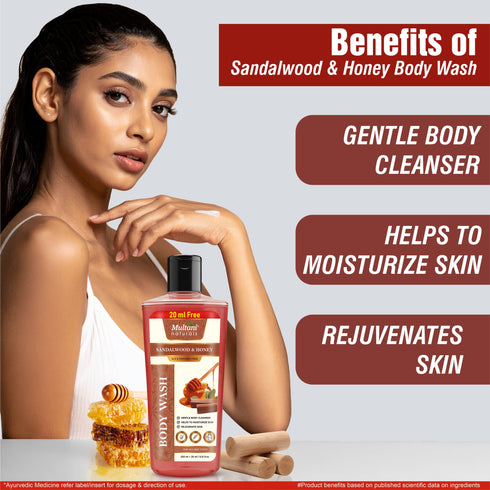 Multani Pharmaceuticals Limited Multani Naturals Sandalwood & Honey Body Wash Gentle Body Cleanser Helps To Moisturize Skin Rejuvenate Skin