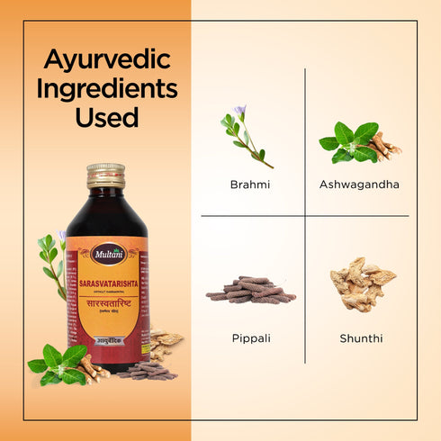 Multani Pharmaceuticals Limited Multani Ayurvedic Saraswatarishta Syrup Increase Concentration Power & Memory