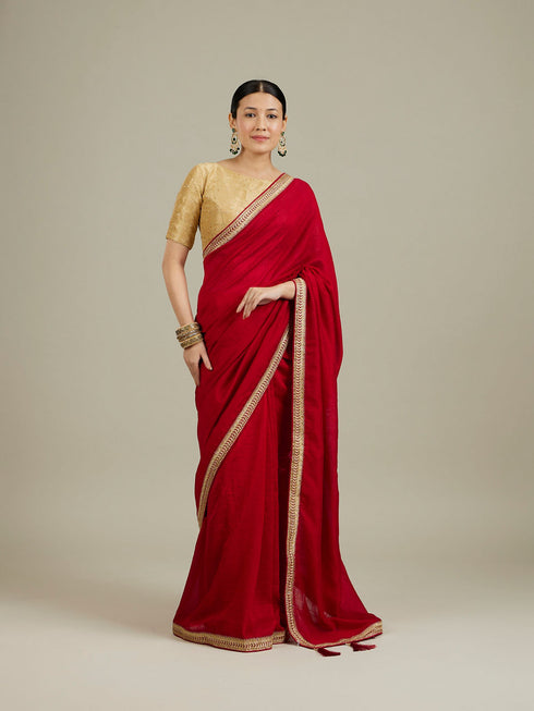 Mohey Splendid Dark Red Saree