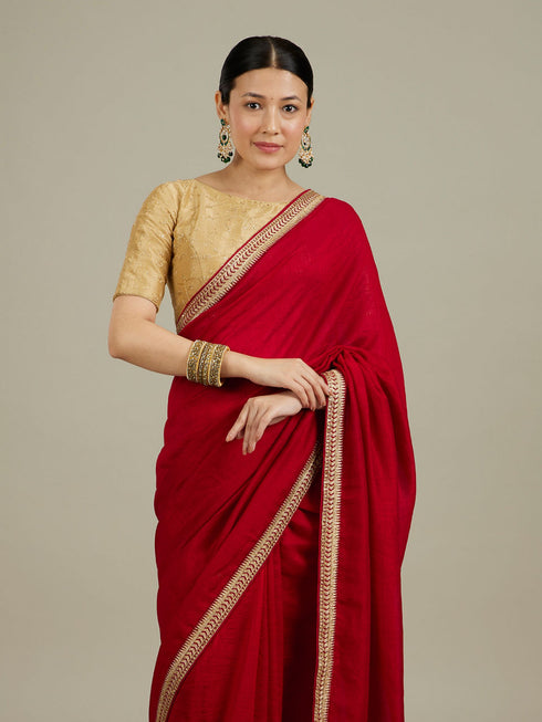 Mohey Splendid Dark Red Saree