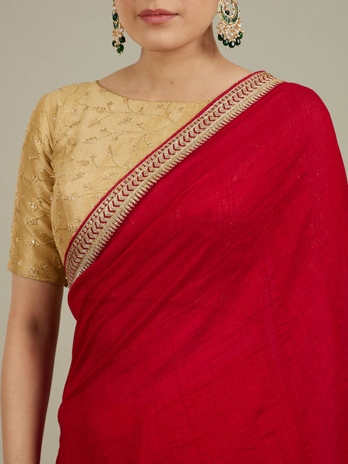 Mohey Splendid Dark Red Saree