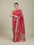 Mohey Dark Pink Zari Embroidered Bridal Saree
