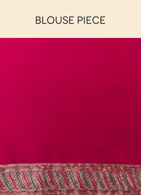 Mohey Dark Pink Zari Embroidered Bridal Saree
