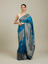 Mohey Teal Blue Patterned Saree